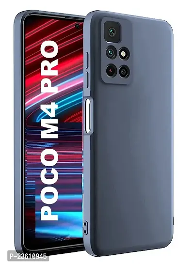 CoversKart Compatible with Poco M4 Pro Ultra Slim Soft Silicone Back Cover | Inner Microfiber | Camera Protection Back Case (Grey)