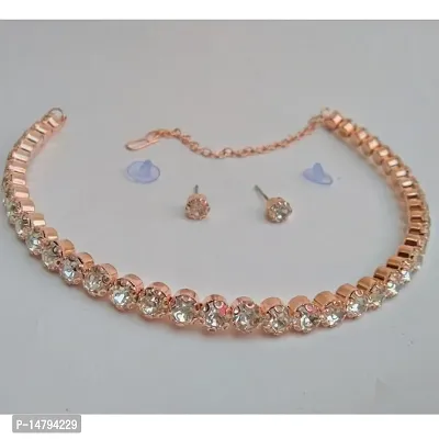 Diamond necklace with earings for whomen girls-thumb0