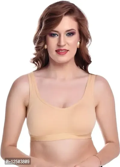 Stylish Beige Cotton Solid Bras For Women-thumb0