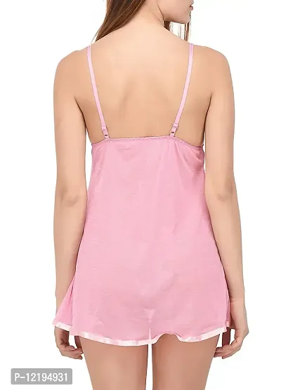new blue eyes Women's Polyester Above Knee Nighty Dress with G String for Honeymoon (NBE0138, Pink, Free Size)-thumb5