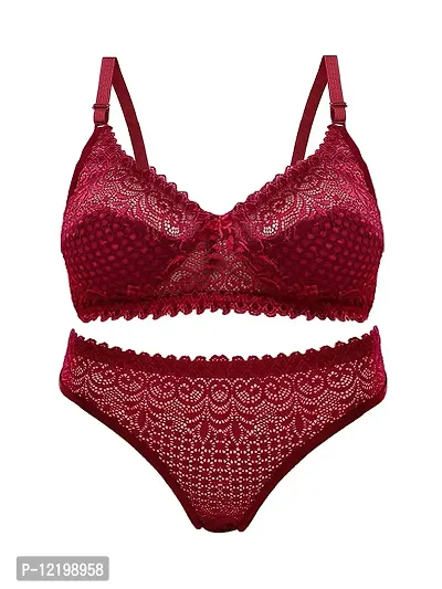 Buy Psychovest Women's Sexy Lace Front Open Wired Bra And Panty Lingerie  Set Free Size (red) Online In India At Discounted Prices