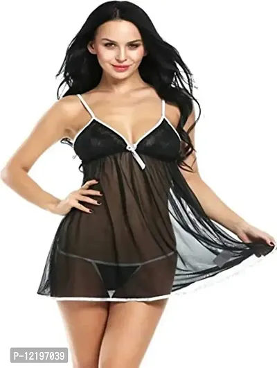 new blue eyes Honeymoon Babydoll Dress for Women (Black & White)