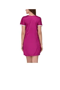 new blue eyes Women's Satin Solid Above Knee Nightdress With Robe (nbe0213_Purple_Free Size)-thumb1