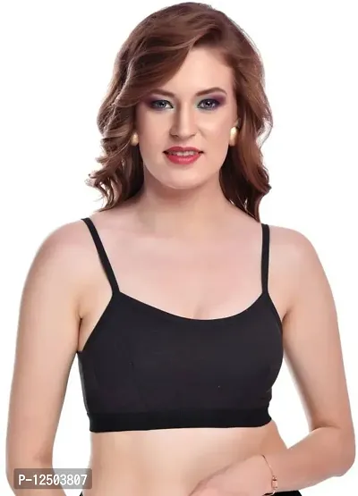 Stylish Black Cotton Solid Bras For Women-thumb0