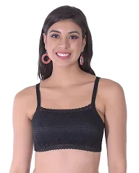 New Blue Eyes Women's Net Moulded Cups Wire Free Sports Bra Black & White-thumb2