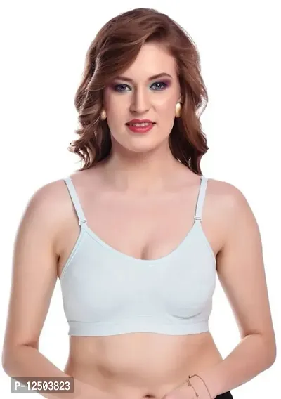 Stylish Off White Cotton Solid Bras For Women-thumb0