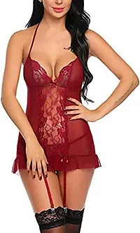 new blue eyes Babydoll Dress Nightwear with G String for Honeymoon its fit for 28 to 34 Red-thumb2