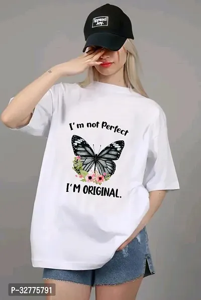 Elegant White Polyester Printed Tshirt For Women-thumb0