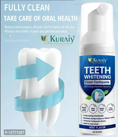 KURAIY Pure 60ml Teeth Whitening Mousse Deep Cleaning Cigarette Stains Repair Bright Neutralizes Yellow Tones Dental Plaque Fresh Breath-thumb5