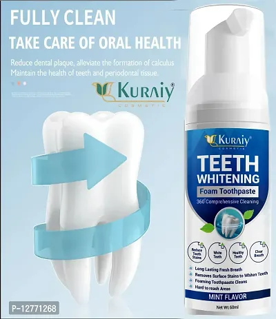 KURAIY New Foaming Teeth Whitening Toothpaste Deep Cleaning Tartar Removes Yellow Stains Fresh Breath Oral Hygiene-thumb5