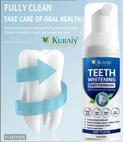 KURAIY New 60ml Teeth Whitening Mousse Deep Cleaning Cigarette Stains Repair Bright Neutralizes Yellow Tones Dental Plaque Fresh Breath-thumb5