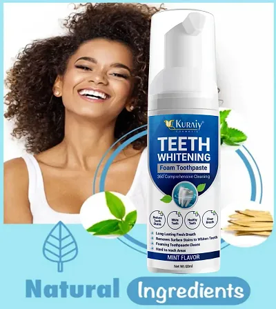 KURAIY Teeth Whitening Serum Powder Oral Hygiene Cleaning Gel Remove Plaque Stains Tooth Bleaching Dental Tool with Cotton Swab Dental