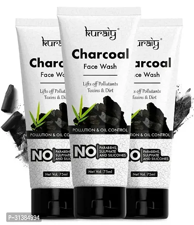 Kuraiy Charcoal Natural Face Wash  Pack Of 3-thumb0