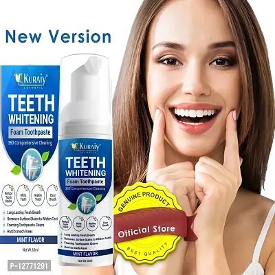 KURAIY Pure Teeth Whitening Toothpaste Mousse Foam Cleansing Stains Yellow Teeth Remove Breath Freshen Whiten Tooth Toothpaste Care-thumb0