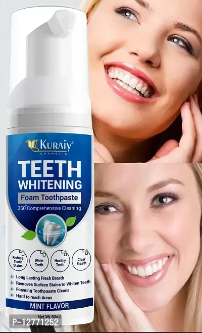 KURAIY Teeth Cleansing Whitening Mousse Baking Soda Toothpaste Foam Toothpaste Removes Stains Fresh Breath Dental Care Tools 60ml-thumb0