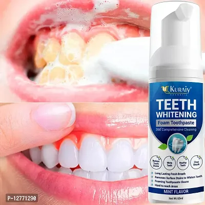 KURAIY Pure Foaming Teeth Whitening Toothpaste Deep Cleaning Tartar Removes Yellow Stains Fresh Breath Oral Hygiene-thumb0