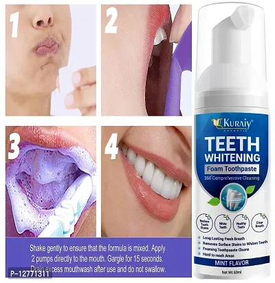 KURAIY Safe Teeth Whitening Oral Hygiene Breath Dental Tool Mouth Wash Toothpaste Whitening Foam Teethaid Mouthwash Teeth Mousse-thumb0