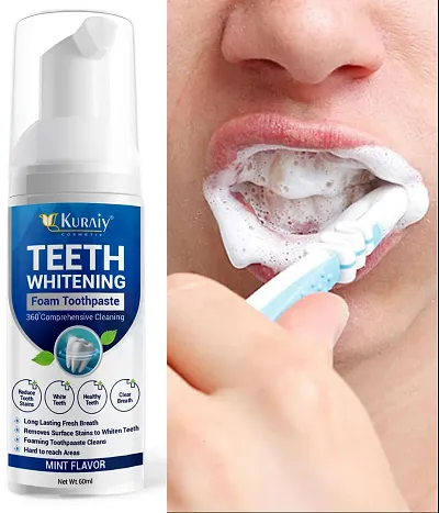 KURAIY Teeth Whitening Mousse V34 Colour Corrector Teeth Effectively Remove Yellow Plaque Smoke Stain Dental Cleaning Fresh Breath