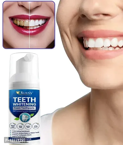 KURAIY Pure 60ml Teeth Whitening Mousse Deep Cleaning Cigarette Stains Repair Bright Neutralizes Yellow Tones Dental Plaque Fresh Breath-thumb0