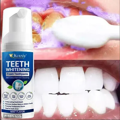 KURAIY New 60ml Teeth Whitening Mousse Deep Cleaning Cigarette Stains Repair Bright Neutralizes Yellow Tones Dental Plaque Fresh Breath-thumb0