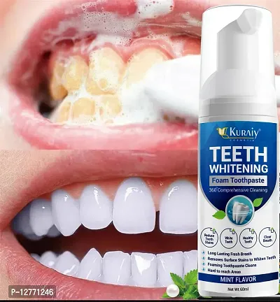 KURAIY Foaming Teeth Whitening Toothpaste Deep Cleaning Tartar Removes Yellow Stains Fresh Breath Oral Hygiene-thumb0