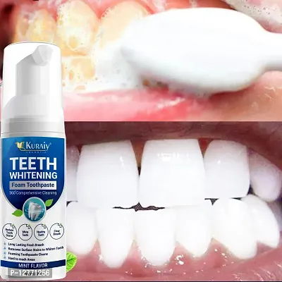 KURAIY Teeth Cleaning Mousse Natural Mouth Wash Hygiene Freshen Breath Dissolve Stains Dental Tool Teeth Whitening Foam Toothpaste 60ml-thumb0