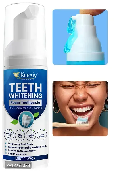 KURAIY 100% Toothpaste Whitening Foam Natural Mouth Wash Mousse Teeth Whitening Teethpaste Oral Hygiene Breath Dental Tool 60ml-thumb0