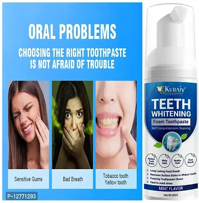 KURAIY Pure 60ml Toothpaste Whitening Foam Natural Mouth Wash Mousse Teeth Whitening Teethpaste Oral Hygiene Breath Dental Tool-thumb0