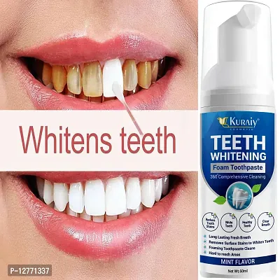 KURAIY 100% Teeth Whitening Toothpaste Mousse Foam Cleansing Stains Yellow Teeth Remove Breath Freshen Whiten Tooth Toothpaste Care-thumb0
