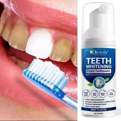 KURAIY Teeth Cleansing Whitening Mousse Removes Stains Tooth Whitening Toothpaste Oral Hygiene Deep Cleaning Fresh Breath Care Products