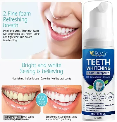 KURAIY New Teeth Cleaning Mousse Natural Mouth Wash Hygiene Freshen Breath Dissolve Stains Dental Tool Teeth Whitening Foam Toothpaste 60ml-thumb0