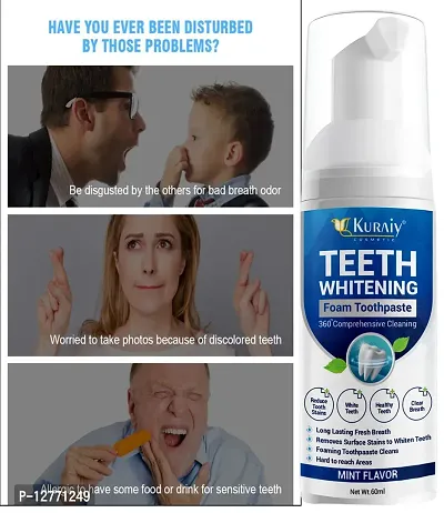 KURAIY 60ml Toothpaste Whitening Foam Natural Mouth Wash Mousse Teeth Whitening Teethpaste Oral Hygiene Breath Dental Tool-thumb0