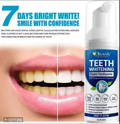 KURAIY New Foaming Teeth Whitening Toothpaste Deep Cleaning Tartar Removes Yellow Stains Fresh Breath Oral Hygiene-thumb0