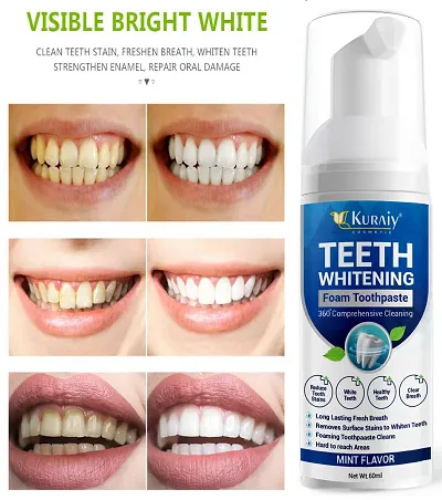KURAIY Safe Teeth Cleaning Mousse Natural Mouth Wash Hygiene Freshen Breath Dissolve Stains Dental Tool Teeth Whitening Foam Toothpaste 60ml