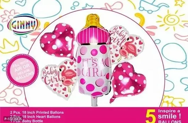 It is Girl Foil Balloon For Baby Shower/New Born Baby/Welcome Party Decoration (Pack Of 5)