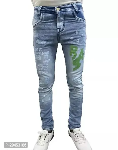 Stylish Blue Denim Solid Regular Fit Jeans For Boy-thumb0
