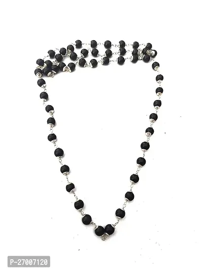 Men Chain Mala With Silver Cap Mala 54 Beads Size 6 Mm-thumb0