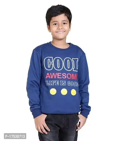 E-MAX Winter Casual Wear Trendy Printed Round Neck Sweatshirt for Kids-thumb0