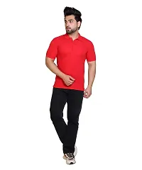 E-MAX Summer Casual Wear Breathable Fabric Half Sleeve Solid Polo T-Shirt for Men's-thumb4