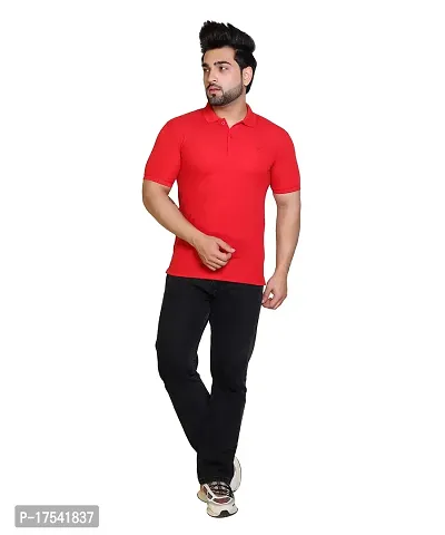 E-MAX Summer Casual Wear Breathable Fabric Half Sleeve Solid Polo T-Shirt for Men's-thumb5