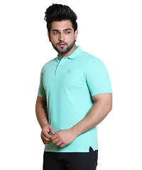 E-MAX Summer Casual Wear Breathable Fabric Half Sleeve Solid Polo T-Shirt for Men's-thumb2