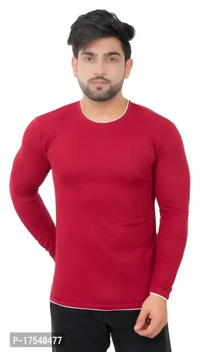 E-MAX Summer Casual Wear Spun Polyester Round Neck T-Shirt For Mens MAROON