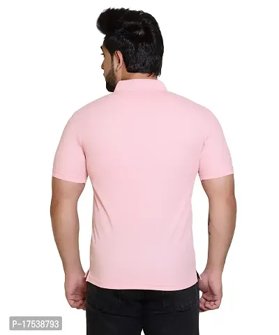 E-MAX Summer Casual Wear Breathable Fabric Half Sleeve Solid Polo T-Shirt for Men's-thumb2