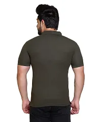 E-MAX Summer Casual Wear Breathable Fabric Half Sleeve Solid Polo T-Shirt for Men's-thumb1