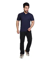 E-MAX Summer Casual Wear Breathable Fabric Half Sleeve Solid Polo T-Shirt for Men's-thumb4