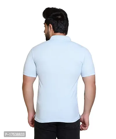 E-MAX Summer Casual Wear Breathable Fabric Half Sleeve Solid Polo T-Shirt for Men's-thumb2