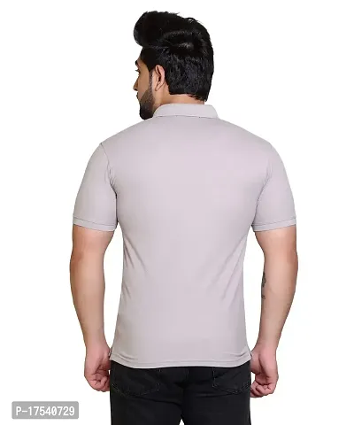 E-MAX Summer Casual Wear Breathable Fabric Half Sleeve Solid Polo T-Shirt for Men's-thumb2