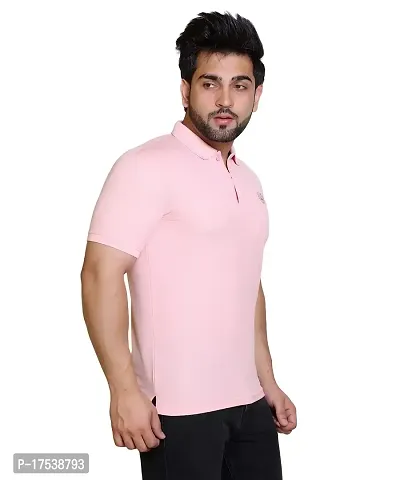 E-MAX Summer Casual Wear Breathable Fabric Half Sleeve Solid Polo T-Shirt for Men's-thumb4