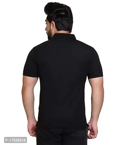 E-MAX Summer Casual Wear Breathable Fabric Half Sleeve Solid Polo T-Shirt for Men's-thumb2