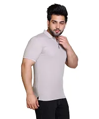 E-MAX Summer Casual Wear Breathable Fabric Half Sleeve Solid Polo T-Shirt for Men's-thumb3